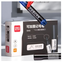 得力黑色粗头可加墨记号笔 油性大头笔物流笔 